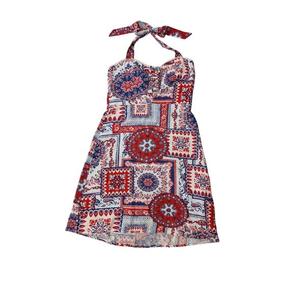 Venus Linen Halter Dress Heritage Bandana Medley Size M - Picture 4 of 8